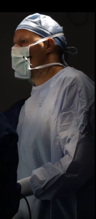 Dr. Carling performing a Partial, Cortex-Sparing Mini Back Scope Adrenalectomy (MBSA).